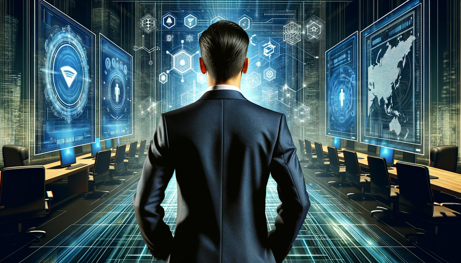 "Ein inspirierender moderner Technologieführer, der Microsoft in das Zeitalter der Cloud-Computing und KI geführt hat.", photo, view from behind