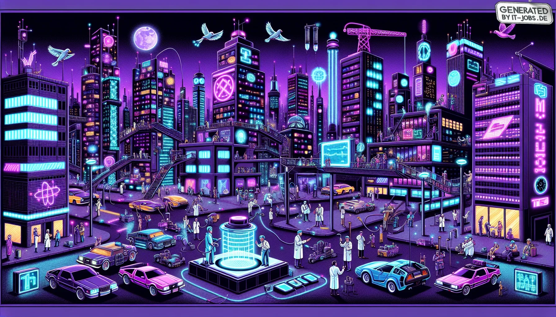 In the edgy, animated visualization of this paragraph, you find yourself immersed in a dark purple landscape, peppered with a cornucopia of pop-culture references and humorous IT easter eggs.

**Background and Overall Atmosphere**: The overall theme is a 