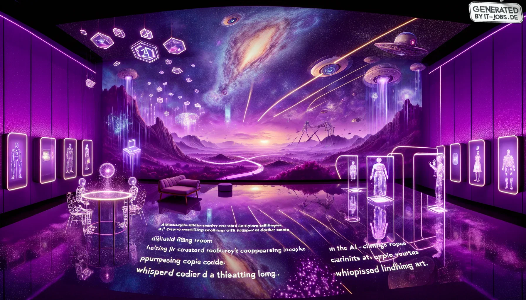 In this vivid visualization, imagine stepping into a dark, edgy digital realm where everything is bathed in shades of deep, mysterious purple. The atmosphere crackles with electrifying energy, evoking both a sense of wonder and a thrilling edge. 

Foregro