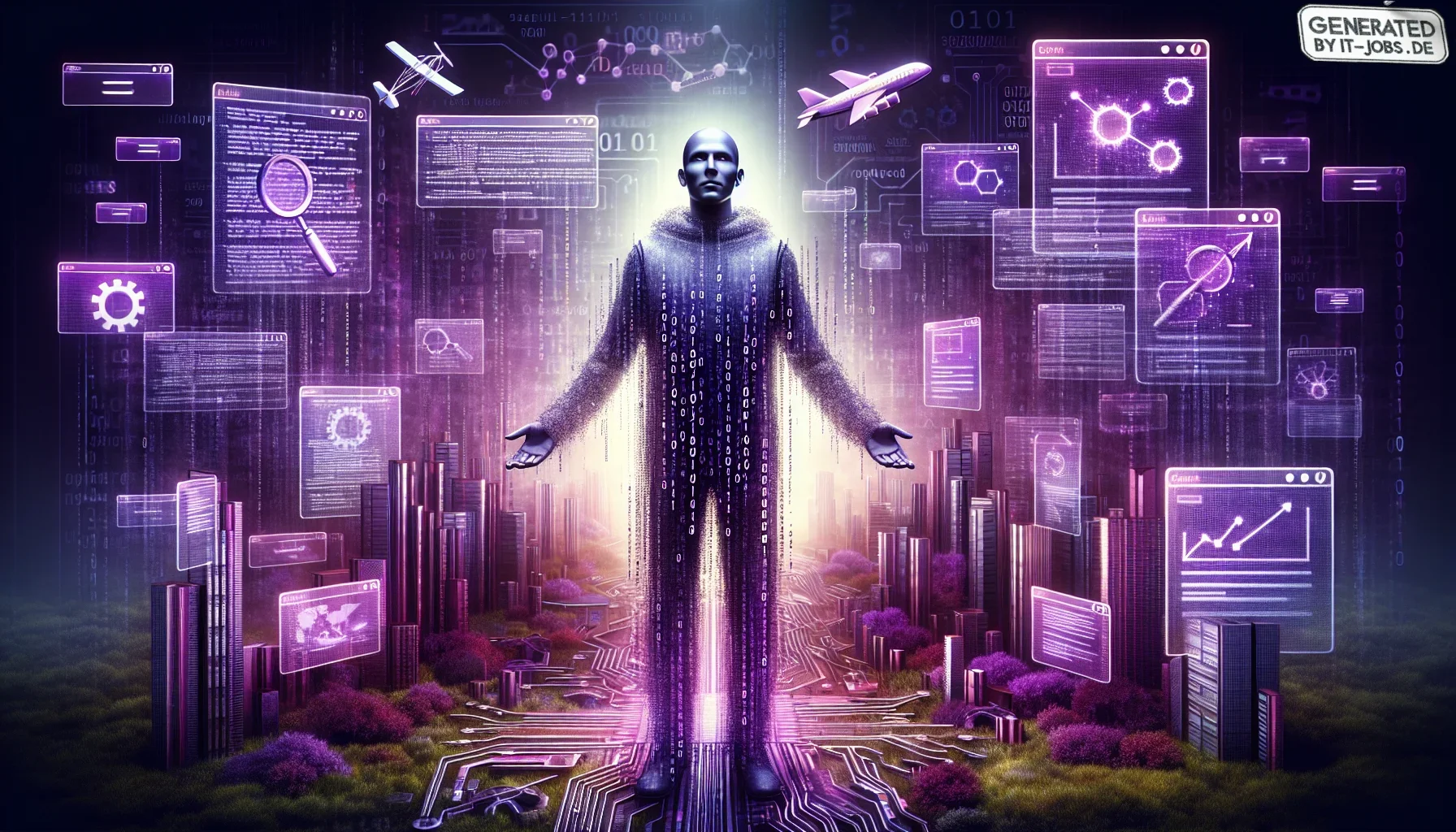 Visualize this: a striking digital canvas dominated by deep, dark purple hues that set a moody, almost enigmatic tone. The atmosphere is charged with a sense of urgency and innovation, characteristic of the ever-evolving field of digital marketing. 

In t