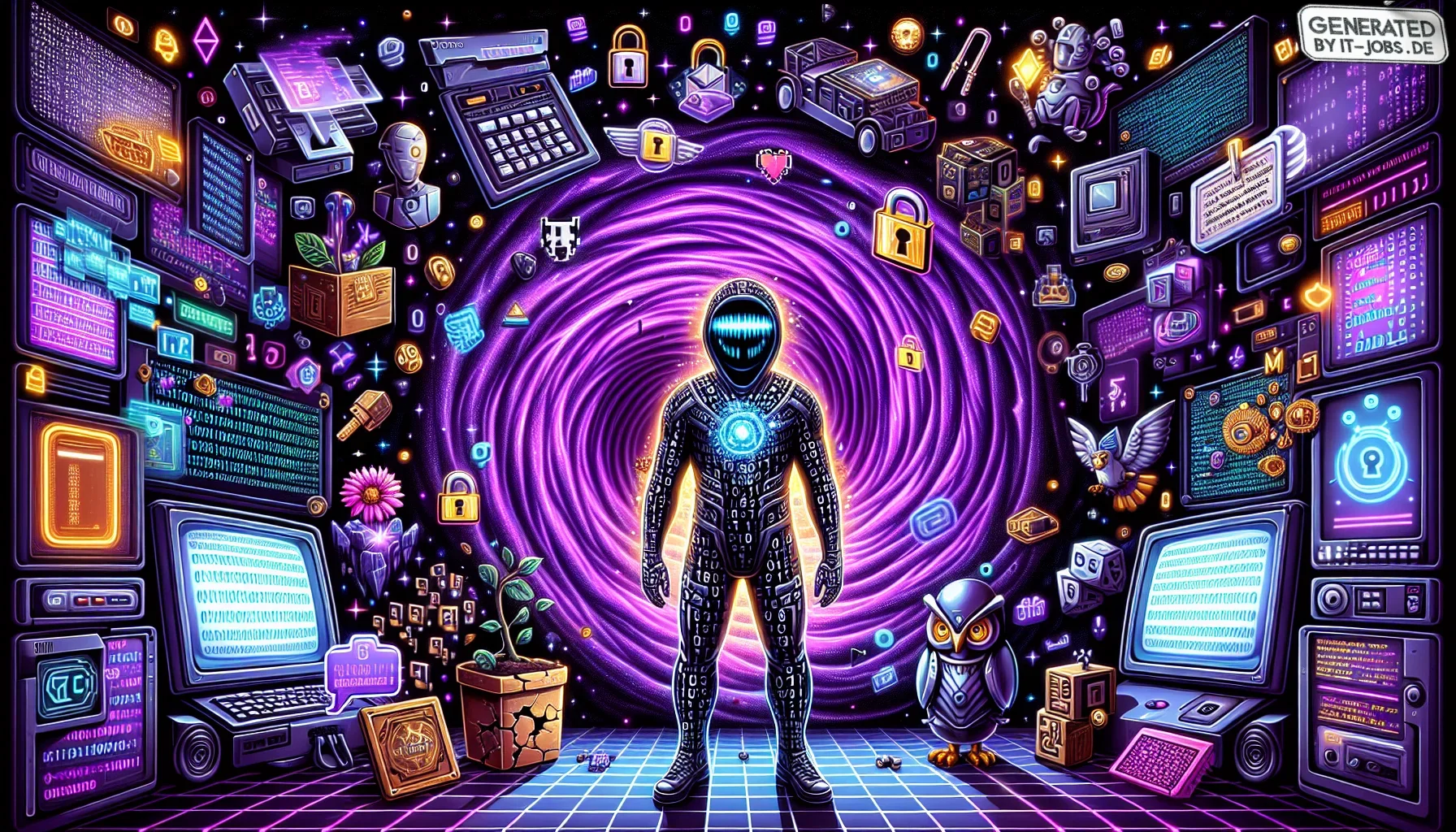 In the visualization of this paragraph, the edgy style comes to life with a dominant dark purple theme. This visualization is an eclectic blend of technical prowess and playful pop culture references, capturing the essence of cryptography specialists.

Th