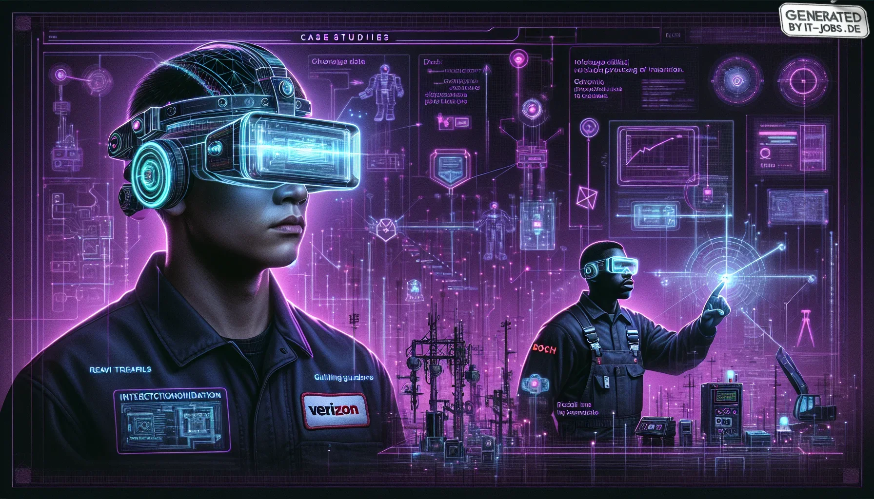 Visualize a striking digital canvas, awash with moody shades of dark purple that evoke a sense of vast, unexplored potential. At the center of this composition, the main visual focus is an intricate, semi-transparent augmented reality (AR) headset, glimme