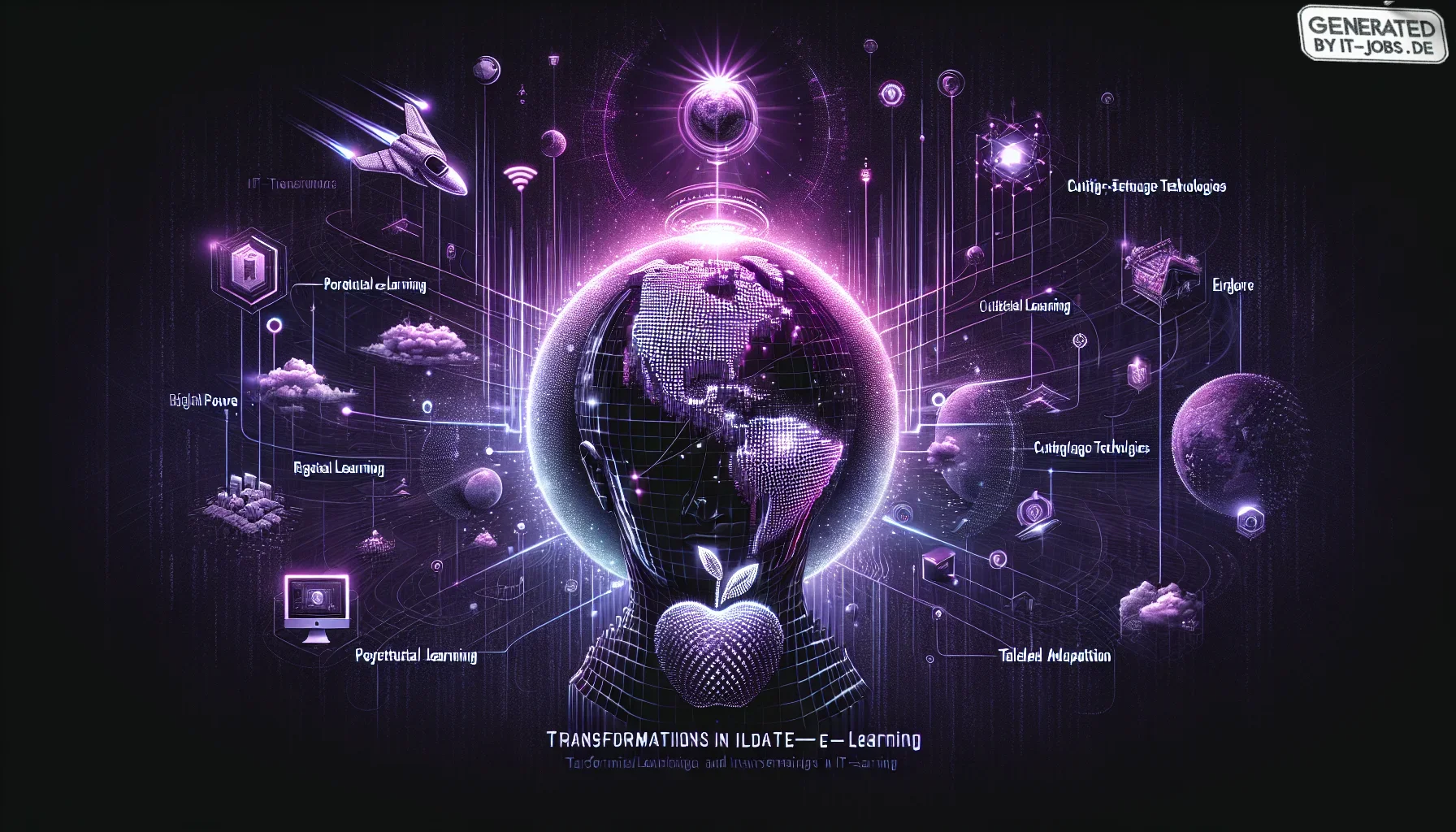 Imagine a dynamic and visually captivating digital poster, with an overarching dark purple theme that radiates a sense of mystery and innovation. The background is a deep, luxurious purple, textured like a digital matrix, subtly hinting at the complex wor
