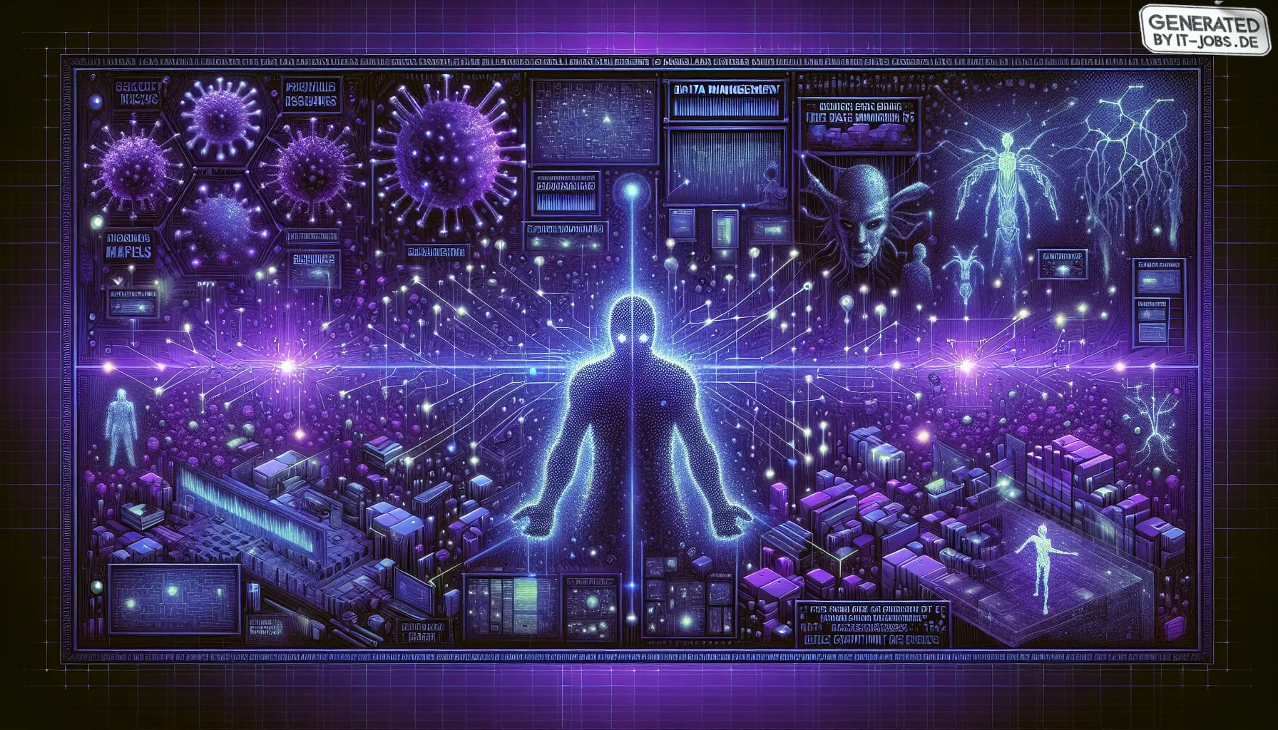 Visualize a dynamic and visually striking poster that captures the essence and challenges of edge computing, set against a dark purple backdrop that exudes a sense of deep innovation and mystery. This image is not just a visual treat but a narrative tapes