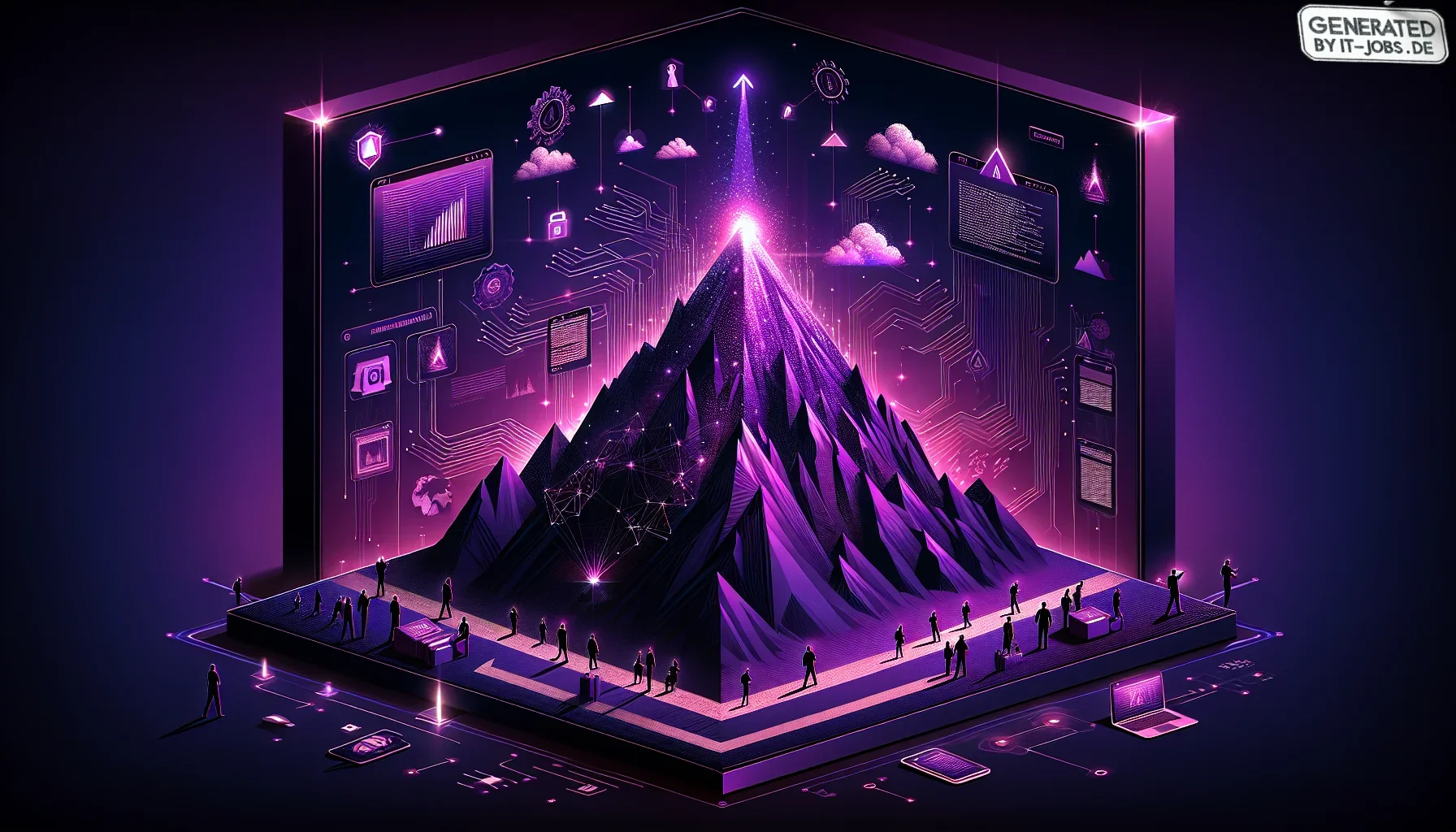In the visualization of this paragraph, envision a dramatic and visually compelling digital art piece that utilizes a dark purple color scheme to evoke a sense of depth and sophistication. The background could be a textured, deep purple canvas, symbolizin