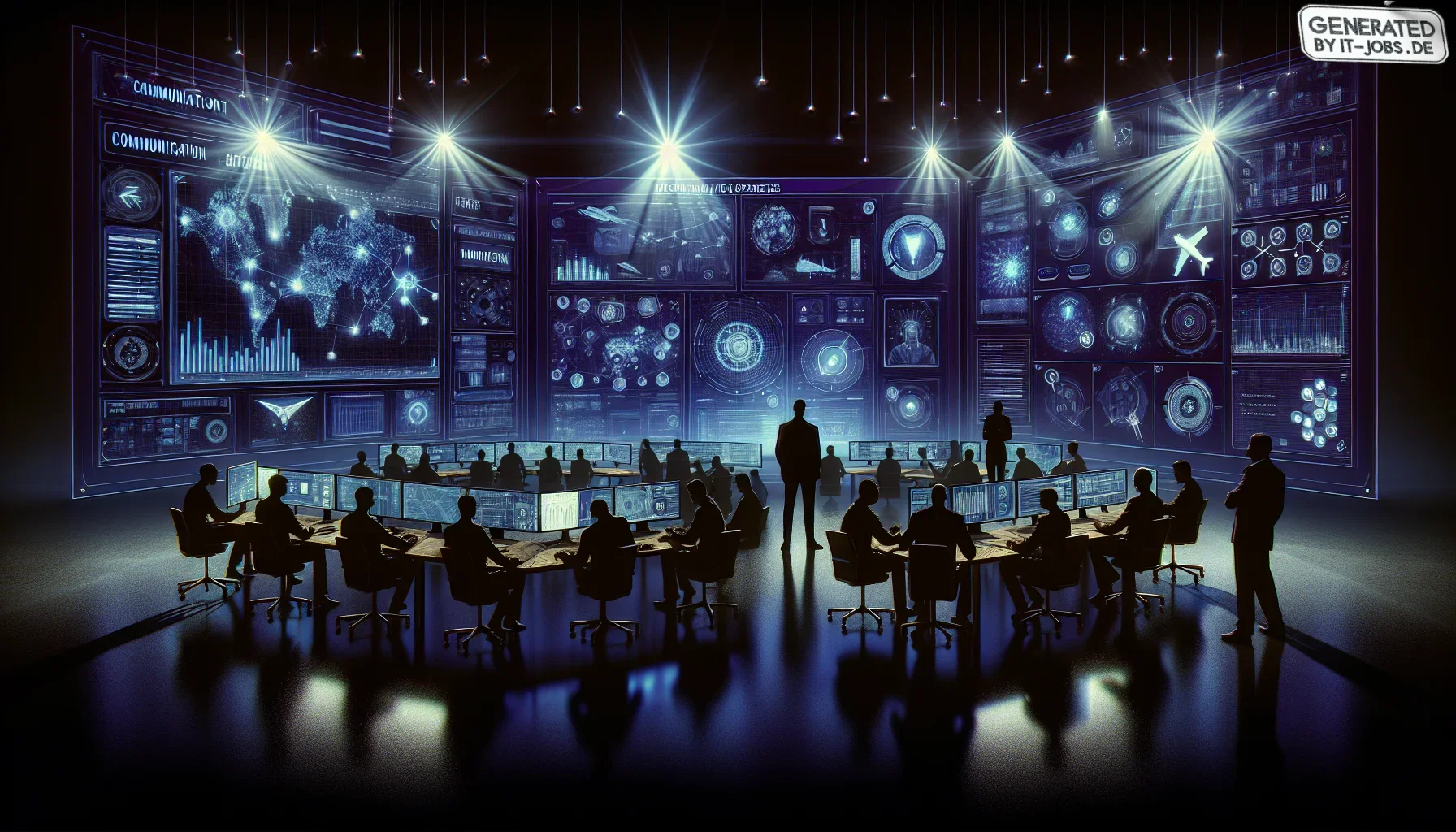 Picture a digital canvas that captures the dynamic essence of cutting-edge communication strategies in the throes of IT incident management. This visualization is steeped in a deep, dark purple hue, resonating with a vibe of controlled urgency and high-te